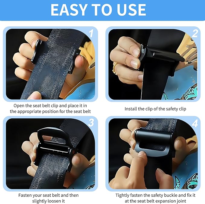 4 - Pack Seat Belt Adjuster Clips, Adjustable Anti - Slip Car Safety Positioners, Universal Fit for Vehicle Seatbelts, Comfort & Safety Accessory for Adults
