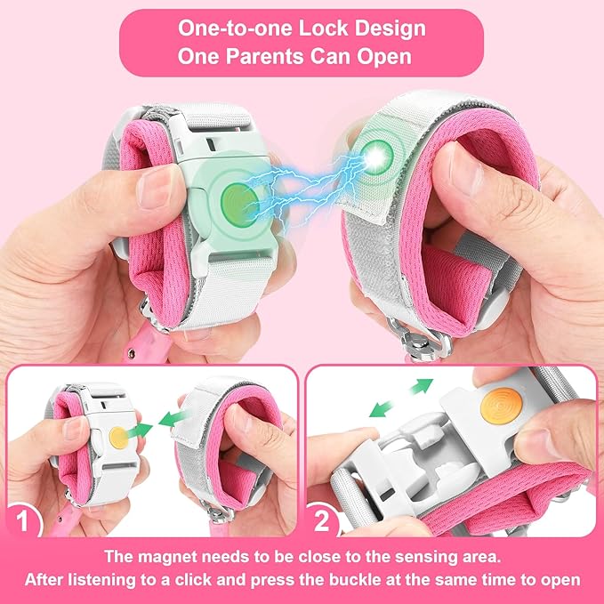 Accmor Anti Lost Wrist Link with Induction Lock, Toddler Harness Walking Leash, Reflective Child Safety Wristband, Upgrade Child Wrist Leashes with Magnetic Unlock Design (6.5ft) - for Boys and Girls