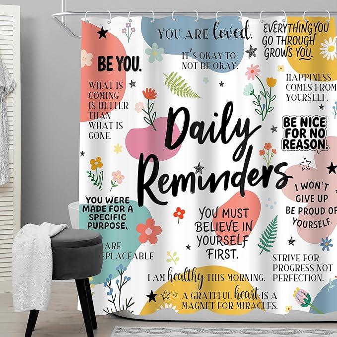 Christian Bible Verse 72Wx72H Shower Curtain Kids Abstract Boho Mid Century Colorful Inspirational Quotes Geometric Scripture Bathroom Curtain Set Minimalist Bath Bathroom Accessories Decor