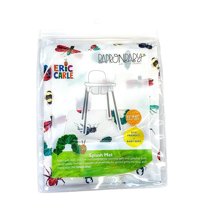 BapronBaby Eric Carle Bug World Splash Mat - Waterproof Catch-All for Under High Chairs, Floors, Tables, Playtime or Arts & Crafts - Machine Washable - 45" x 45”