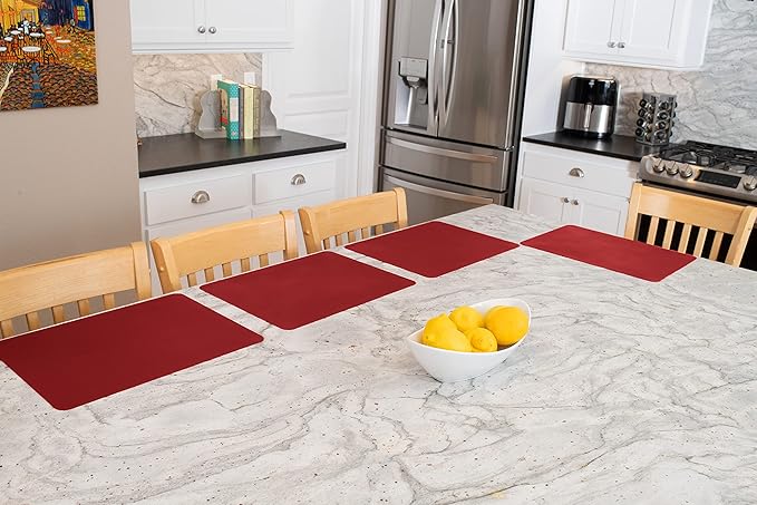 GASARÉ, Placemats Set of 4, Silicone Placemats, Table Mats, Non-Slip, Easy to Clean, Heat Resistant, Flexible, 20% Thicker, 16 x 12 inches x 1.1mm, Red
