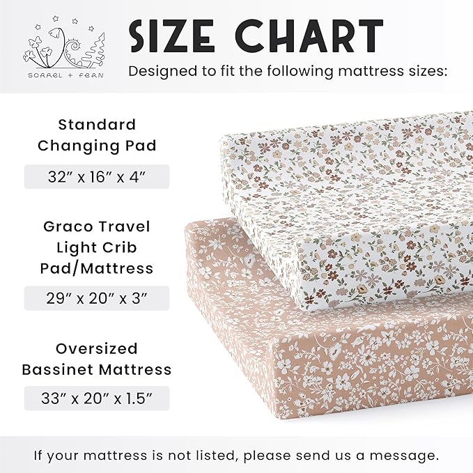 Baby Changing Pad Cover 2-Pack for Girls (Fleurette) - Premium Fitted Sheets Baby Diaper Changing Table Cover - Buttery Soft Cotton Blend