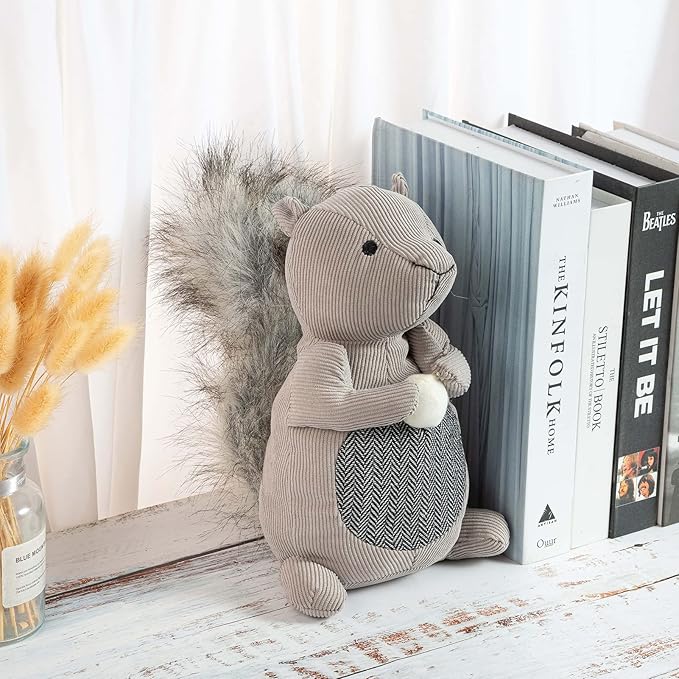 Marwood Cute Door Stopper Decorative Door Stops for Home and Office, Squirrel Weighted Interior Doorstop Fabric Stuffed Animal Door Stopper Floor Decorative