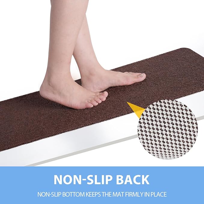 Hargiis Non-Slip Bathtub Mat, Anti Slip Shower Mat, Fast Drying Bathtub Mats, Foot Scrubber Mat, Anti Slip Mat for Tub, Floor, Bathroom, Kitchen, Home, Hotel (Brown 24"×24")