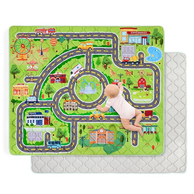 Baby Play Mat, Toodler Floor Mat 59 x 71 inch, Extra Thick Foam Non-Slip Washable,Crawling Cushion for Tummy Playing