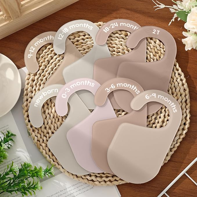 JarThenaAMCS Acrylic Baby Closet Size Dividers Neutral Solid Hanging Clothes Dividers Baby Closet Organizers Thicken Baby Wardrobe Organizers for Home Nursery, 6.7 x 3.7 Inch, 8Pcs