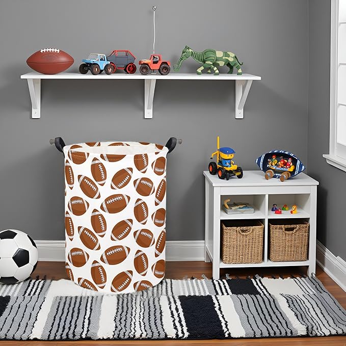 Kids Laundry Basket Baby Hamper Footballs Toy Storage Bin for Boys Room Decor Baby Nursery Hamper Gift Baskets for Bedroom Bathroom(Footballs)