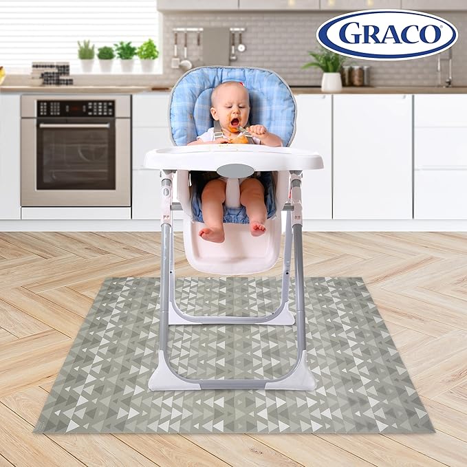 Graco Baby Disposable Splat Mats – 60 Count (6 Designs, 10 of Each), 47" x 40", Biodegradable Floor Protector for Mealtime, Under High Chair, Home & Restaurant Use