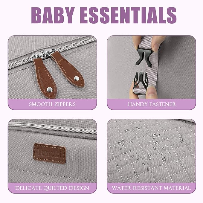 Tuwubi Diaper Bag Tote,Baby Diaper Bag with Pacifier Case Large Travel Diaper Tote Caddy for Mom and Dad Multifunction Baby Bag - M-Light Khaki