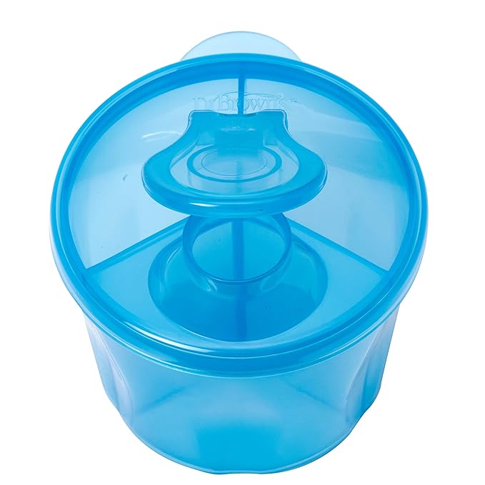 Dr. Brown's Baby Formula Dispenser with Snap-On Lid for On-the-Go Feedings,Milk Powder Dispenser for Traveling with Infant,Blue (Pack of 2)
