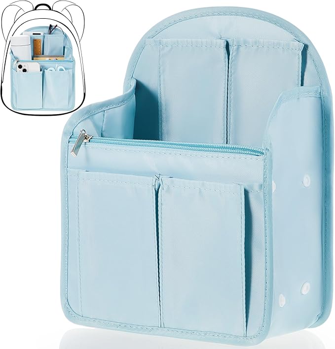 Dansydaisy Mini Backpack Organizer Insert Waterproof Purse Insert Nylon Bag Organizer with Many Pockets for Men and Women, Fits Small Backpacks