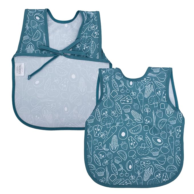 BapronBaby Neutral Foodie Bapron - No Neck Tie Safer Bib for Baby & Toddler - Soft Waterproof Stain Resistant - Machine Washable - Sz Preschool 3-5yrs