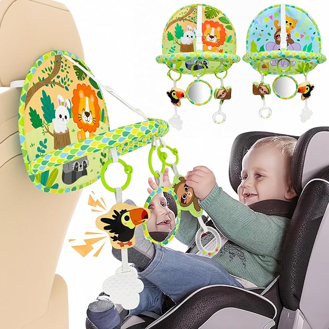 Dr.Rapeti Baby Car Seat Toy for Travel Rear Facing Double Sided Baby Travel Activity Car Seat Entertainment Toy Easy Drive Gift for Newborn Baby Infant