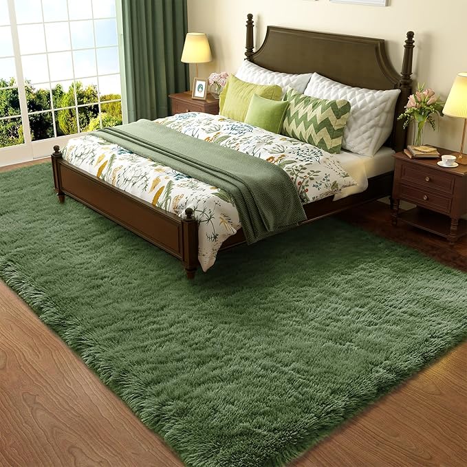 Ophanie Area Rugs for Bedroom Living Room,Color Grey Green,Size 4' x 6',Shape Rectangular
