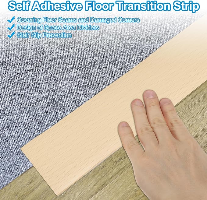 PATIKIL Self Adhesive Floor Transition Strip 1.6 in x 6.6 Ft, Vinyl Laminate Floor Flat Divider for Joining Floor Gaps Doorways Carpet Cover Floor Tiles Maple Wood Grain