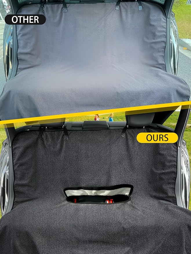 ZIMABLUE Terry Cloth Back Rear Seat Cover Gray Universal Waterproof Car Sport Towel Seat Cushion Sweat-Absorbent Towel Cloth Suitable for All Seasons Waterproof Beach Seat Cover