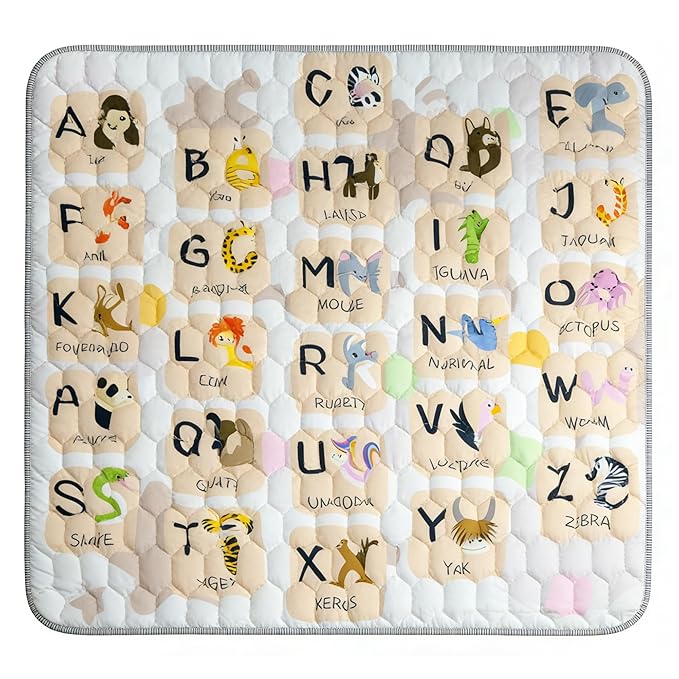 Baby Play Mat for Floor Playpen - 50" X 50" Playpen Mat,Thick One-Piece Crawling, Odorless Floor Mat, Non-Slip Cushioned Baby Playmat for Infants,Babies,Toddlers. Foldable and Machine Washable