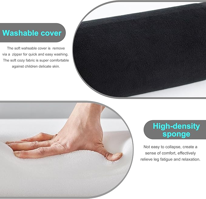 kalnweis Car Seat Foot Rest,Car Seat Foot Rest for Kids-Booster Seat Foot Rest-Convenient Car Accessories for Kids - Supportive Car Seat Pillow for Toddlers - Long Adjustable Strap (Black)
