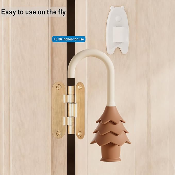 YOFENZO Christmas Tree Hanging Silicone Door Pinch Guard and Anti Door Slam Stopper,Child Safety Finger Pinch Guard,Baby Proofing Doors to Keep Door Open Stop Door from Slamming(2 PCS Khaki)