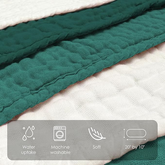 Muslin Burp Cloths for Baby 100% Cotton Burping Cloths for Unisex, Boy, Girl - Large 20'' by 10'' Newborn Essentials Ultra Soft Absorbent Milk Spit Up Rags - 12 Pack - White+Deep Emerald Series