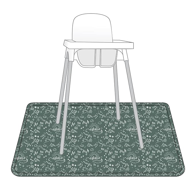 BapronBaby Pine Forest Splash Mat - Waterproof Catch-All for Under High Chairs, Floors, Tables, Playtime or Arts & Crafts - Machine Washable - 45" x 45”