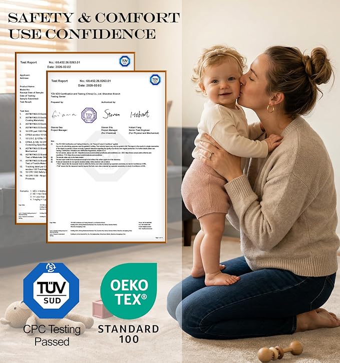 AEOCOO 50x50 Playpen Baby Play Mat for Floor, 1.3" Thick Memory Foam Play Mat for Infants Tummy Time Crawling, CloudSoft Velvet Non Slip, Play Pen, Living Room, Playroom, Tatami Style, Beige