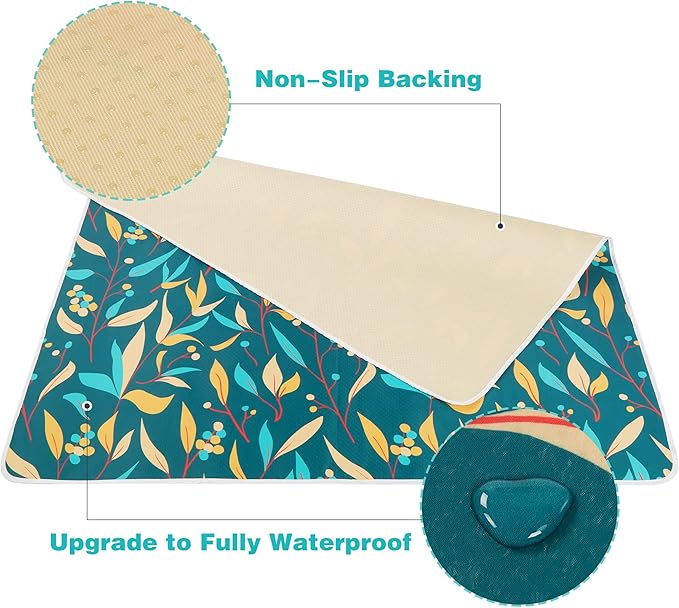 Welspo Splat Mat for Under High Chair, Washable Large Floor Mat, Anti-Slip Silicone Spot Waterproof Baby Splash Mat, Food Catcher Art Craft Leak Proof Mat (51'' X 51'') Green