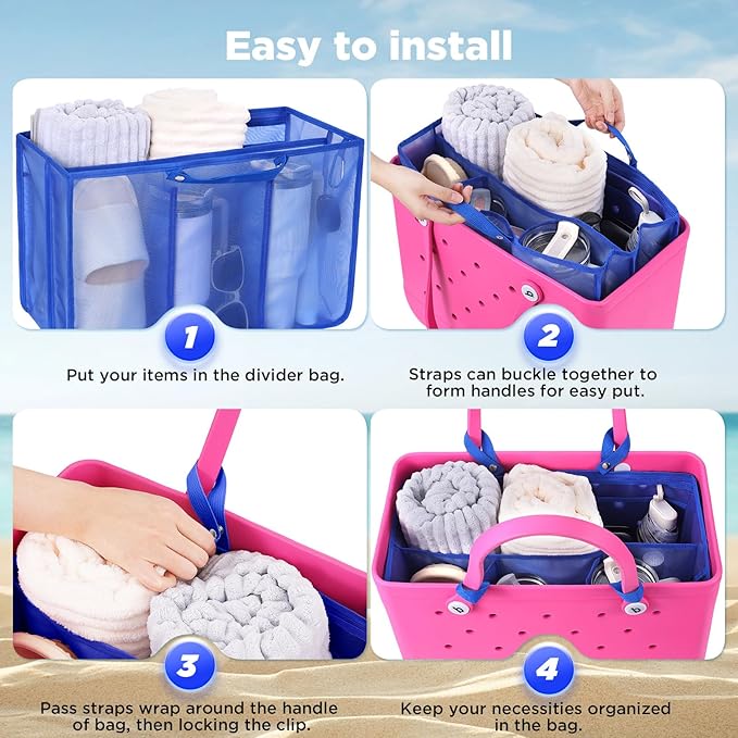 OUTXE Beach Bag Organizer Compatible with X Large Bogg Bag Accessories Inserts, Lightweight Mesh Insert Divider Pouch for Original XL Bogg Bags, Beach Tote Bags Insert for Organizing