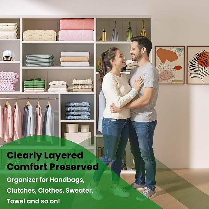 Shelf Dividers for Closet Organization - 12 Pack 10" Tall X 8.4" Deep Acrylic Adhesive Separators, 30s Tool-Free Install, Clear Vertical Closet Dividers for Clothes, Handbags & Towels