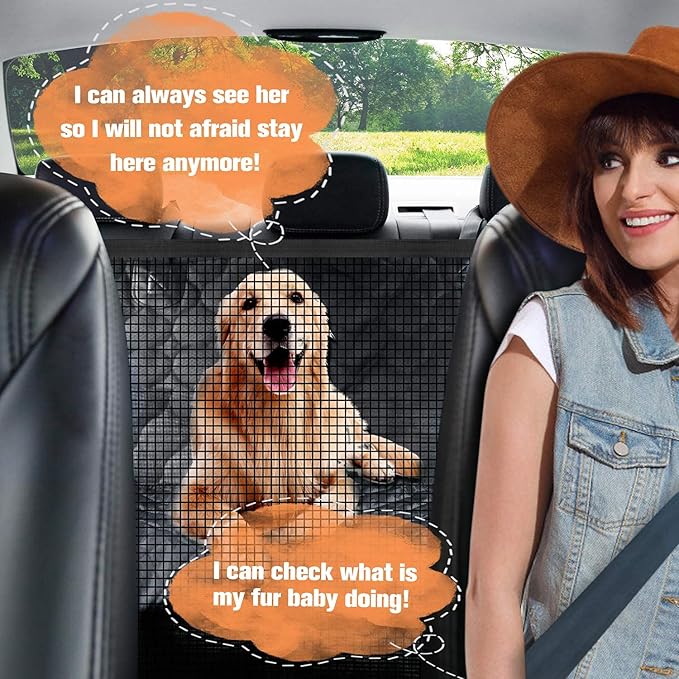 PETICON Dog Car Seat Cover with Mesh Window, 100% Waterproof Pet Seat Cover for Back Seat, Scratchproof Dog Hammock for Cars, Trucks, SUVs, Jeeps, Black