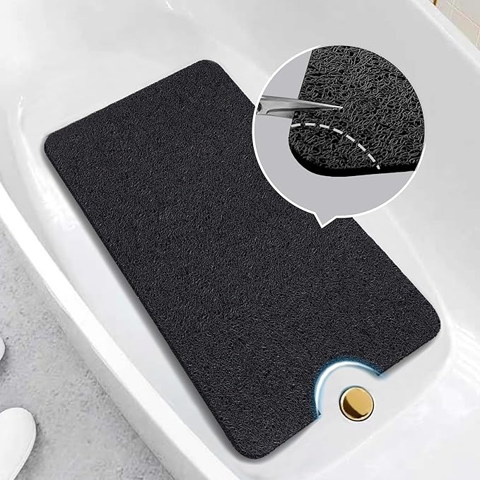 Asvin Soft Textured Bath, Shower, Tub Mat, 35x16 Inch, Phthalate Free, Non Slip Comfort Bathtub Mats with Drain, PVC Loofah Bathroom Mats for Wet Areas, Quick Drying
