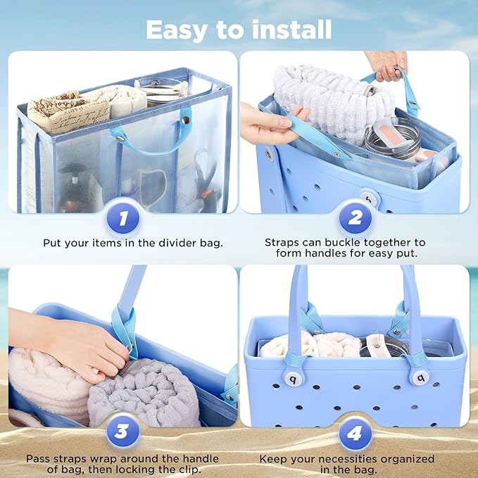 OUTXE Beach Bag Organizer Compatible with Baby Bogg Bag Accessories Inserts, Lightweight Mesh Insert Divider Pouch for Small Bogg Bags, Beach Tote Bags Insert for Organizing