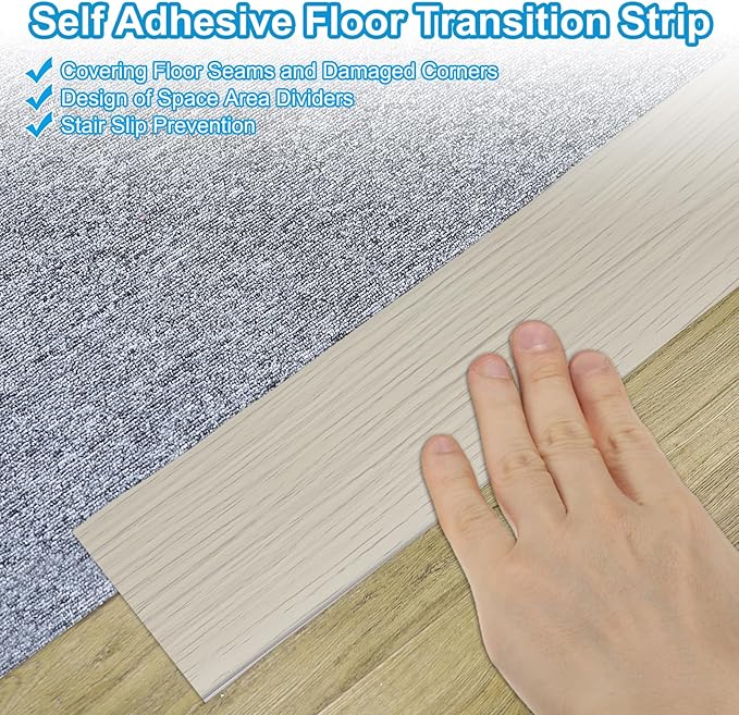 PATIKIL Self Adhesive Floor Transition Strip 1.6 in x 6.6 Ft, Vinyl Laminate Floor Flat Divider for Joining Floor Gaps Doorways Carpet Cover Floor Tiles Khaki Wood Grain