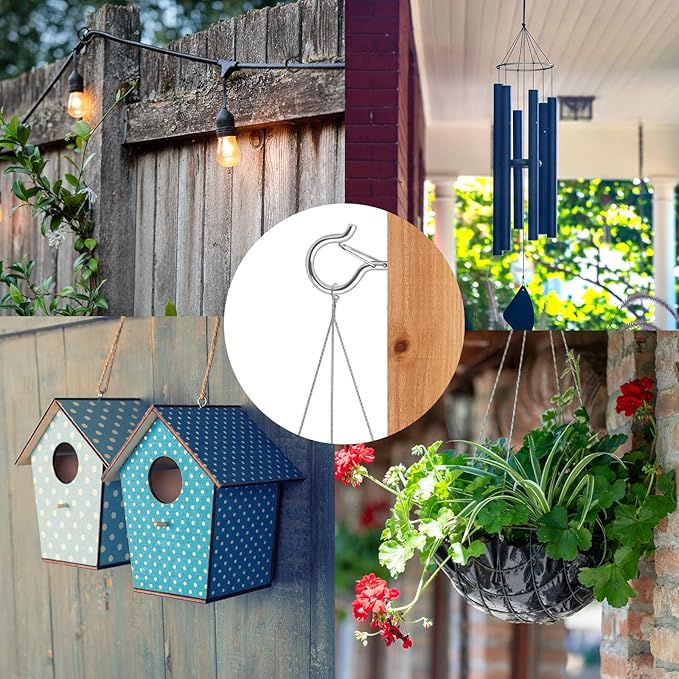 FSAH 36 PCS Q-Hanger Hooks, Screw Hooks for Outdoor String Lights, Safety Buckle Design Cup Eye Hook for Hanging Christmas Lights, Plants, Mounted on Wall Ceiling, Include 1 Wing Nut Driver, Silver