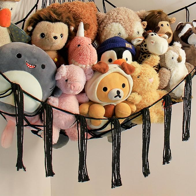 Stuffed Animal Storage Hammock Net - Toy Hammock Net for Stuffed Animals Corner - Hanging Stuff Animal Organizer Holder Large Organization Boys Room Decor