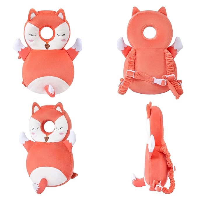 Baby Head Back Protector Backpack Toddler Safety Protector Cushion Pad Soft, Adjustable and Lightweight Design for Safe Walking and Crawling Toddlers Girls and Boys(Fox)
