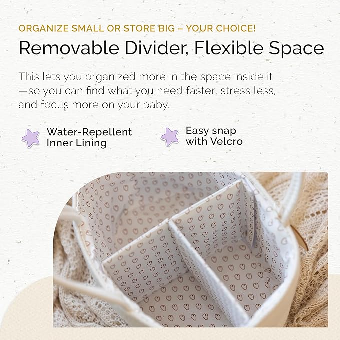 Yunioo Baby Diaper Caddy Organizer, Portable Nursery Storage Basket with Sturdy Handle Diaper Caddy Basket, Car Caddy for Diapers and Baby Wipes, Newborn Essentials