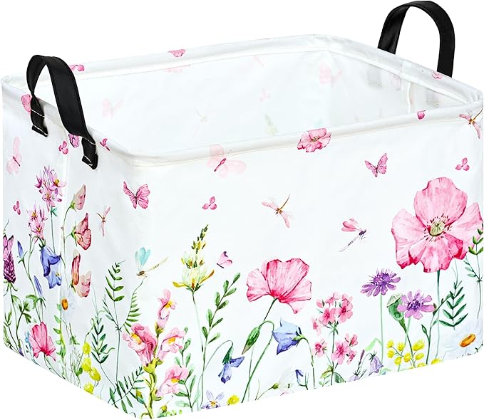 ACMUUNI Rectangle Gift Shelf Nursery Storage Basket Laundry Hamper Storage Box and Bins for Home Clothes with Handles