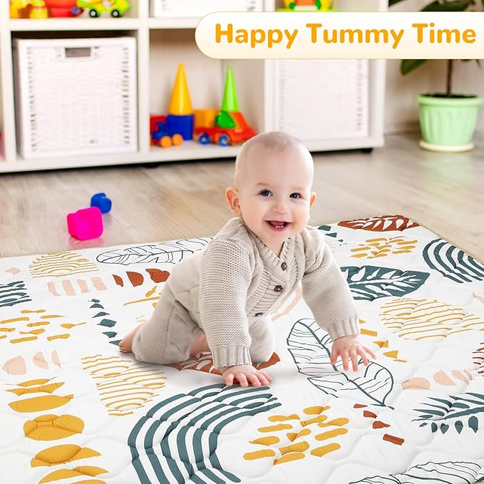 Baby Play Mat for Floor 50 * 50 inch, Extra Thick Soft Cushioning Foam Mat for Kids, Non Slip & Washable Crawling Mat for Toddler, Padded Play Mat for Baby Tummy Time