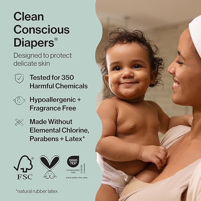 The Honest Company Comfort Dry Disposable Diapers for Sensitive Skin, Hypoallergenic, Barnyard Babies + Pattern Play, Super Club Box, Size 7, (41 lbs), 64 Count