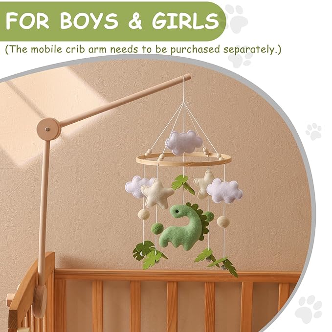Baby Mobile for Crib – Handmade Hanging Felt Nursery Mobile – Fits Most Crib Arms – Gender-Neutral Boho Nursery Decor & Baby Gift
