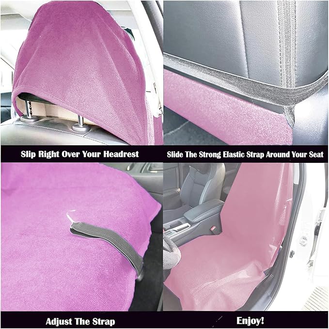 LoyaGour Car Seat Cover Protector Front Seats,for Gym Workout,Running,Swimming,Beach and Hiking,Waterproof Sweat Towel Bucket Seat Covers for Cars SUV Trucks (Pink, 2Pcs)