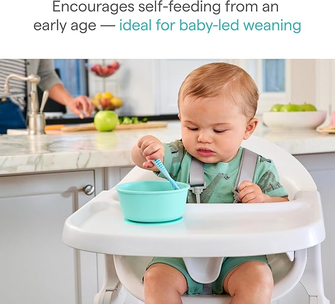 Munchkin® Gentle Dip™ Baby Spoons for Self Feeding and Baby Led Weaning, 3 Pack, Blue/Green