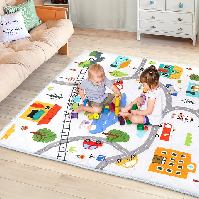 Baby Play Mat, Toodler Floor Mat 59 x 71 inch, Extra Thick Foam Non-Slip Washable,Crawling Cushion for Tummy Playing