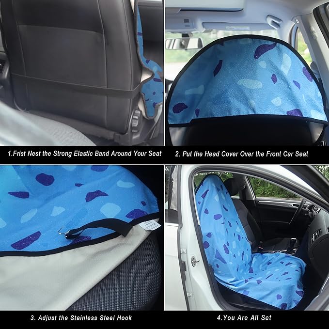 LoyaGour Car Seat Cover Protector Front Seats,for Gym Workout,Running,Swimming,Beach and Hiking,Waterproof Sweat Towel Bucket Seat Covers for Cars SUV Trucks (Blue Marbling, 2Pcs)