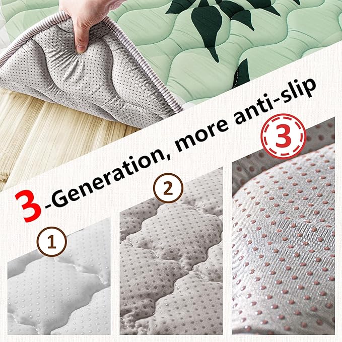 Beavtaens Baby Play Mat, 50x50 Playpen Mat, Thick Soft Foam Playmats for Baby, Foldable and Washable Crawling Mat for Floor(Green Leaf)