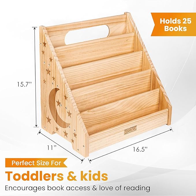 Hrssnsk Montessori Baby Bookshelf, Front-Facing Wooden Kids & Toddler Bookshelf, Nursery Book Organizer for Playroom