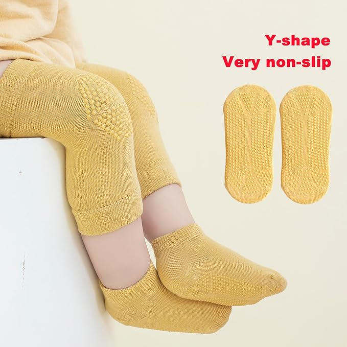 Unisex Baby Crawling Anti-Slip Knee Pads and Socks,Save Baby Knee and Ankle,Baby Walker Essentials