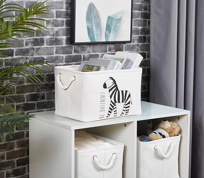 DECOMOMO Toy Storage Baskets for Shelves - 25.5L Kids Storage Bin for Nursery Décor, Baby, Laundry, Toys (Animal Safari, Large - 3 Pack)