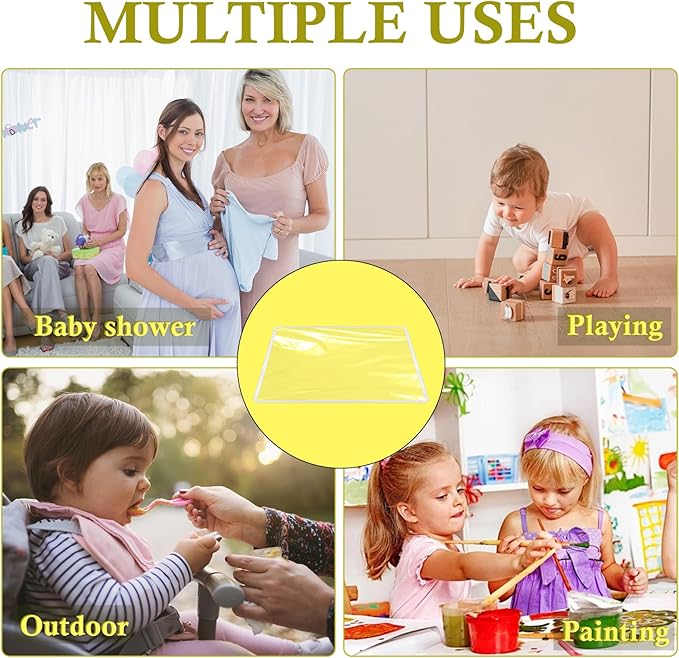 Klmnop 3 Pack Waterproof Splat Mat for High Chair, 50''x50'' Washable Baby Mealtime Splat Mat - Reusable Plastic Under Highchair Floor Protector for Play & Art(Clear)